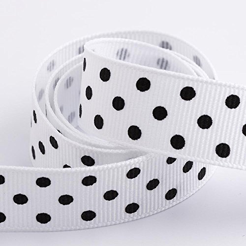 Ripsband, gepunktet, 25 mm x 10 m, Weiß von Italian Options