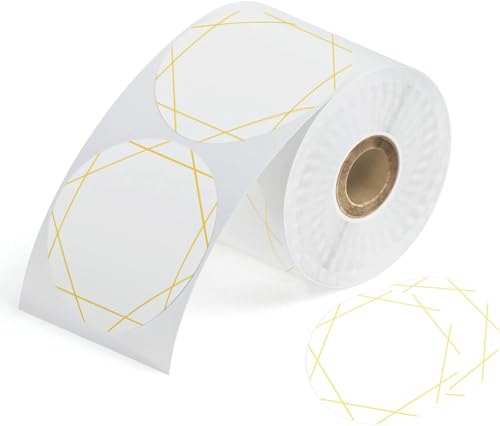 Itari 2×2 Thermo Etiketten - Etiketten selbstklebend (50mm x 50mm), Thermopapier mit Perforation für Etikettendrucker, Kompatibel mit eBay, FedEx, UPS, DHL, 500 Etiketten, goldene Linie von Itari