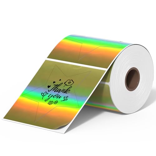 Itari 2" Thermo-Laser-Etiketten Aufkleber rund 50x50mm,Selbstklebende Kreis Aufkleber,Kreis Thermo-Etiketten Aufkleber für DIY, Danke,Logo,Name,QR Code(500 Etiketten/1 Rolle) von Itari