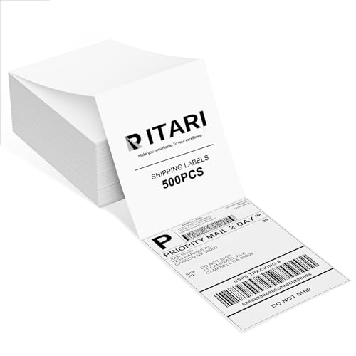 Itari 4×6 Versandetiketten - Etiketten selbstklebend(100mm x 150mm), Thermopapier mit Perforation für Etikettendrucker, Kompatibel mit Etsy, Shopify, eBay, FedEx, DHL, 500 Etiketten von Itari