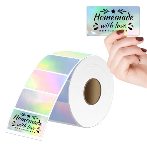 Itari 2.25"x1.25" Thermal Printer Sticker Labels - QR Code Labels for Storage, Circle Label Stickers Thermal Paper, Compatible with Shopify, Ebay, Amazon, FedEx, UPS, 500 PCS/Roll, Holographic Silver von Itari