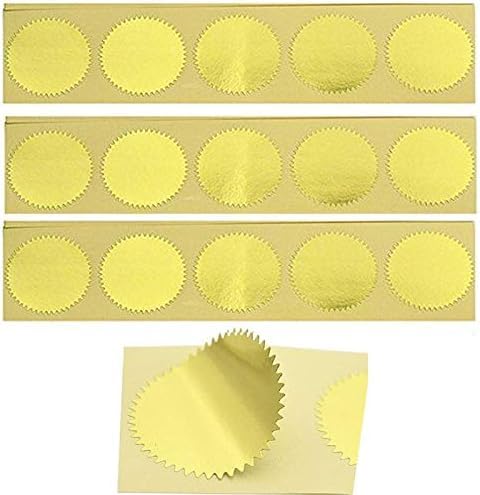 Iteal 100 Stück goldfarbene Blanko-Prägeaufkleber, 45 mm, Metallic-Folie, Prägeaufkleber, Zertifikate, Versiegelungsetiketten mit Wellenschliff, Auszeichnungen, legal, selbstklebende Prägeaufkleber, Iteal 100 Stück goldfarbene Blanko-Prägeaufkleber, 45 mm, Metallic-Folie, Prägeaufkleber, Zertifikate, Versiegelungsetiketten mit Wellenschliff, Auszeichnungen, legal, selbstklebende Prägeaufkleber, von Iteal