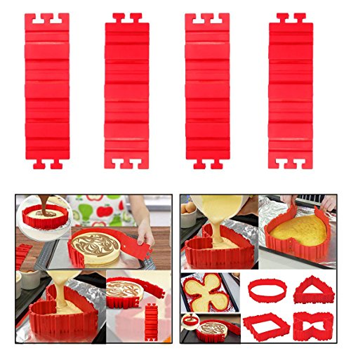 Itian Silikon-Kuchenform zum Selbermachen, Backen, Schlange, antihaftbeschichtet, leicht zu reinigen, 4 Packungen (rot) von Itian