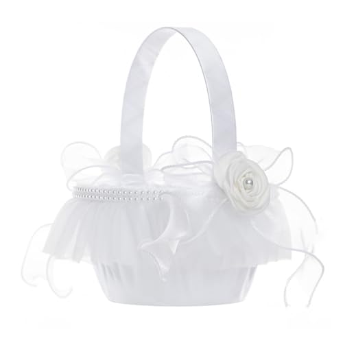 Eleganter Hochzeitskorb für Blumenmädchen, Perlen, Schleifen, Dekoration, leicht, Brautschmuck, Zeremonie, Zubehör, Weiß, Hochzeitsblütenhalter Eleganter Hochzeitskorb für Blumenmädchen, Perlen, Schleifen, Dekoration, leicht, Brautschmuck, Zeremonie, Zubehör, Weiß, Hochzeitsblütenhalter von Itkcozcg