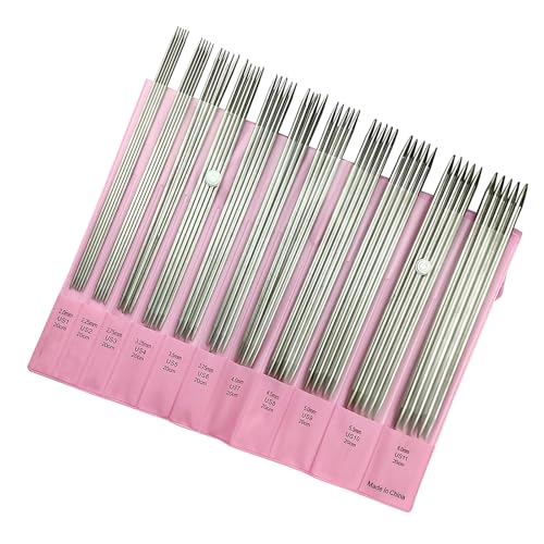 Itkcozcg 11 Paar Doppelspitze Edelstahl-Stricknadeln, 2,0 mm - 6,0 mm, doppelseitige Stricknadeln für Pullover Itkcozcg 11 Paar Doppelspitze Edelstahl-Stricknadeln, 2,0 mm - 6,0 mm, doppelseitige Stricknadeln für Pullover von Itkcozcg