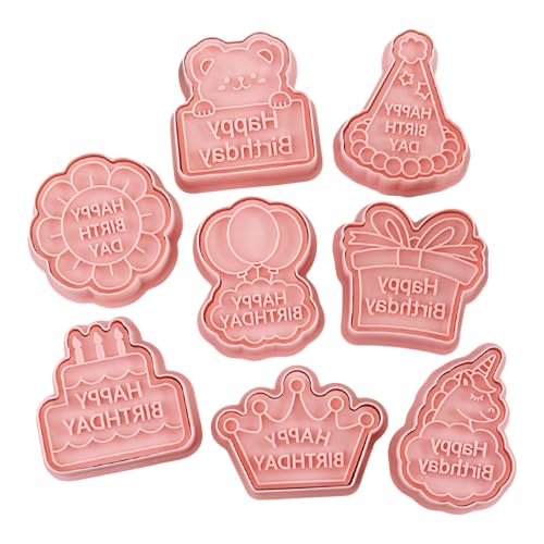 Itkcozcg 8 stabile Fondant-Keksformen, Geburtstags-Plätzchen-Stempel-Set für Fondant-Back-Enthusiasten und Gebäckliebhaber von Itkcozcg