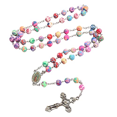 Itkcozcg Bunte Rosenkranz-Halskette aus weicher Keramik zum Aufhängen, farbige Perlenkette für Weihnachten, Party, Babyparty Itkcozcg Bunte Rosenkranz-Halskette aus weicher Keramik zum Aufhängen, farbige Perlenkette für Weihnachten, Party, Babyparty von Itkcozcg