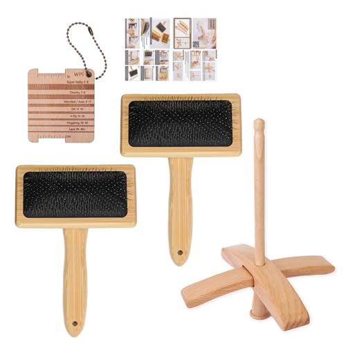 Itkcozcg Fallspindel mit Kardierbürsten Kreuzförmige Holzspindel Wollkarder für Garn Weben Wolle Itkcozcg Fallspindel mit Kardierbürsten Kreuzförmige Holzspindel Wollkarder für Garn Weben Wolle von Itkcozcg