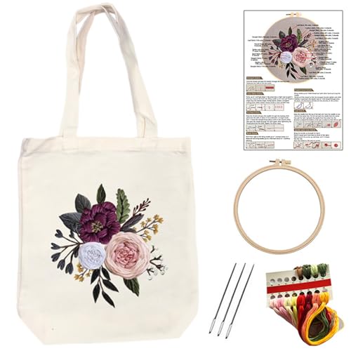Itkcozcg Handgefertigtes Stickset aus Segeltuch mit Blumenmuster, Nadelgriff oben, Tasche, Stickerei-Starter-Kits, Nähsets Itkcozcg Handgefertigtes Stickset aus Segeltuch mit Blumenmuster, Nadelgriff oben, Tasche, Stickerei-Starter-Kits, Nähsets von Itkcozcg