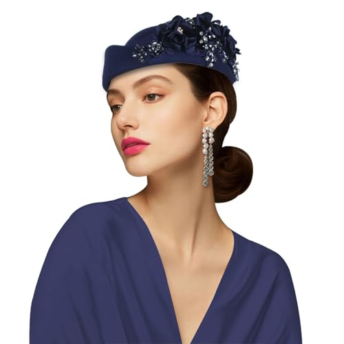 Itkcozcg Klassische Baskenmütze, mit Schmucksteinen, 11 verschiedene Farben, leichte Konstruktion für Reisen, Events und lässige Outfits, Stewardess-Hut mit Schmucksteinen Itkcozcg Klassische Baskenmütze, mit Schmucksteinen, 11 verschiedene Farben, leichte Konstruktion für Reisen, Events und lässige Outfits, Stewardess-Hut mit Schmucksteinen von Itkcozcg