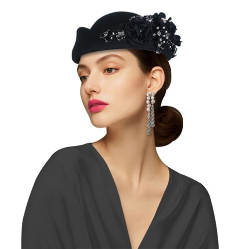 Itkcozcg Klassische Baskenmütze, mit Schmucksteinen, 11 verschiedene Farben, leichte Konstruktion für Reisen, Events und lässige Outfits, Stewardess-Hut mit Schmucksteinen Itkcozcg Klassische Baskenmütze, mit Schmucksteinen, 11 verschiedene Farben, leichte Konstruktion für Reisen, Events und lässige Outfits, Stewardess-Hut mit Schmucksteinen von Itkcozcg