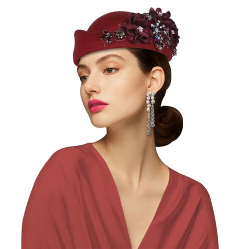 Itkcozcg Klassische Baskenmütze, mit Schmucksteinen, 11 verschiedene Farben, leichte Konstruktion für Reisen, Events und lässige Outfits, Stewardess-Hut mit Schmucksteinen Itkcozcg Klassische Baskenmütze, mit Schmucksteinen, 11 verschiedene Farben, leichte Konstruktion für Reisen, Events und lässige Outfits, Stewardess-Hut mit Schmucksteinen von Itkcozcg