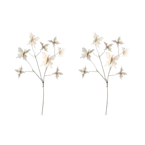 Itkcozcg Set mit 2 Seiden-Schmetterlings-Blumenstielen, Event-Dekoration, Kunstzweig für Vasen, sicher für Zuhause, Partyzubehör, sichere künstliche Schmetterlinge und Hochzeitsblumen Itkcozcg Set mit 2 Seiden-Schmetterlings-Blumenstielen, Event-Dekoration, Kunstzweig für Vasen, sicher für Zuhause, Partyzubehör, sichere künstliche Schmetterlinge und Hochzeitsblumen von Itkcozcg