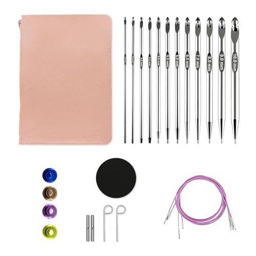 Itkcozcg Tunesisches Häkelnadel-Set, 3 mm - 10,0 mm, Häkelset, austauschbare Häkelnadel mit Aufbewahrungstasche, Stricken Itkcozcg Tunesisches Häkelnadel-Set, 3 mm - 10,0 mm, Häkelset, austauschbare Häkelnadel mit Aufbewahrungstasche, Stricken von Itkcozcg