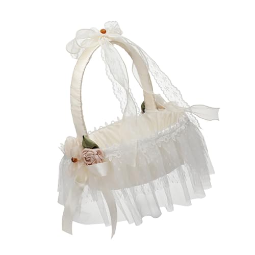 Schöne weiße Hochzeitskörbe, anspruchsvoller Blumenmädchenkorb, Schleifenkorb für den Innenbereich, Empfang, Dekoration, elegante Blumenmädchen mit Spitze Schöne weiße Hochzeitskörbe, anspruchsvoller Blumenmädchenkorb, Schleifenkorb für den Innenbereich, Empfang, Dekoration, elegante Blumenmädchen mit Spitze von Itkcozcg