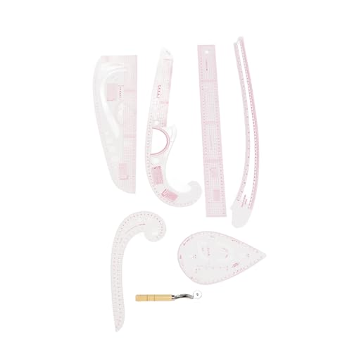 Itonash 6PCS Schneiderische Herrscher, PVC -Kunststoffnähungslineal mit Kurvenmanschettenskala Gerade Lineal, mit Dem Scriugh Wheel für die Messung der Kleidung von Itonash
