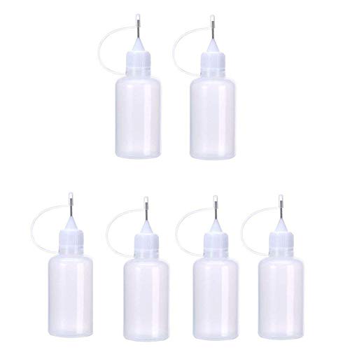 Itonash 6pcs 30ml Precision Tip Kleberflasche, DIY -Papier -Quilling -Werkzeug mit Rostfrohen Metallnadel -Applikator, Ideal für Kunsthandwerksprojekte, Einfach zu Bedienen (Weiß) von Itonash
