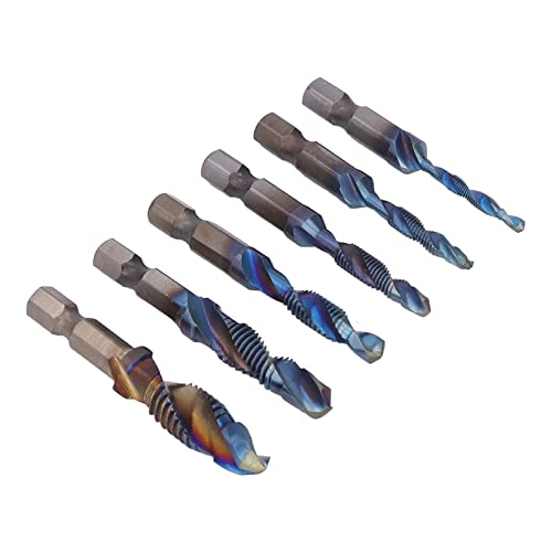 Itonash 6pcs Hex Shank -Kombinationshahn, Spiralflöte Hochgeschwindigkeits -Stahlgewinde -Tippwerkzeug mit TI -Beschichtung, für die Industrielle Reparatur und Holzverarbeitung (Farbe plattiert) von Itonash