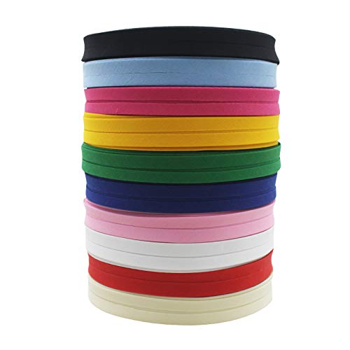Schrägband aus 100% Polyester, 12 mm, Schrägband, einfarbig, zum Nähen und Trimmen von Kleidung von IuBuFiGo