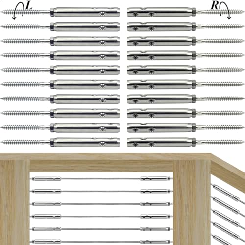 Iutuuk Swageless Spanner für Holzpfosten, Kabelgeländer, Hardware-Set, für 3/16 Edelstahl-Kabel-Rrailing-System, Swageless Lag Schrauben links und rechts, 10 Paar Iutuuk Swageless Spanner für Holzpfosten, Kabelgeländer, Hardware-Set, für 3/16 Edelstahl-Kabel-Rrailing-System, Swageless Lag Schrauben links und rechts, 10 Paar von Iutuuk
