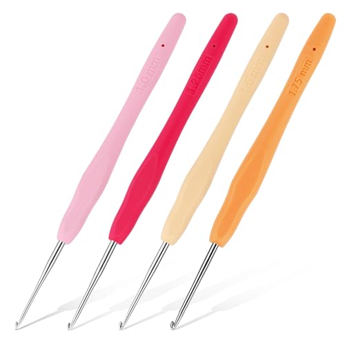 Iuuidu Häkelnadeln, kleine Häkelnadeln für arthritische Hände, 4 Größen, 1,0 mm, 1,25 mm, 1,5 mm, 1,75 mm, Häkelnadeln für Anfänger, glatte Stricknadeln für handgefertigte Heimwerker, 4 Stück Iuuidu Häkelnadeln, kleine Häkelnadeln für arthritische Hände, 4 Größen, 1,0 mm, 1,25 mm, 1,5 mm, 1,75 mm, Häkelnadeln für Anfänger, glatte Stricknadeln für handgefertigte Heimwerker, 4 Stück von Iuuidu