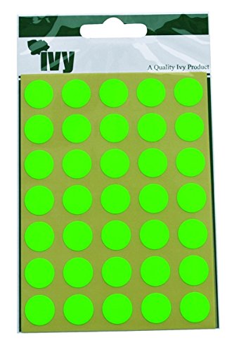 Ivy 13 mm, grün fluoreszierend, selbstklebend rund Dot Spot Klebeetiketten rund, 140 Stück) von Ivy