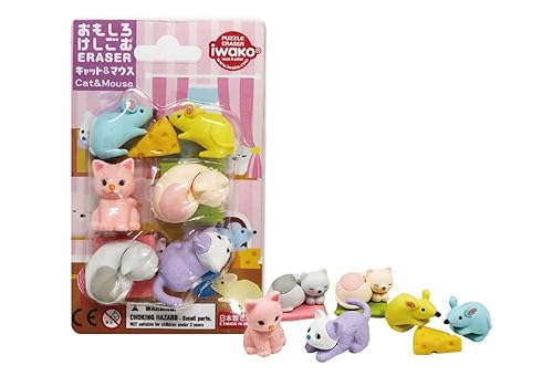 Blisterpackung Lustiger Radiergummi Katze und Maus Katze Maus niedlich von Iwako