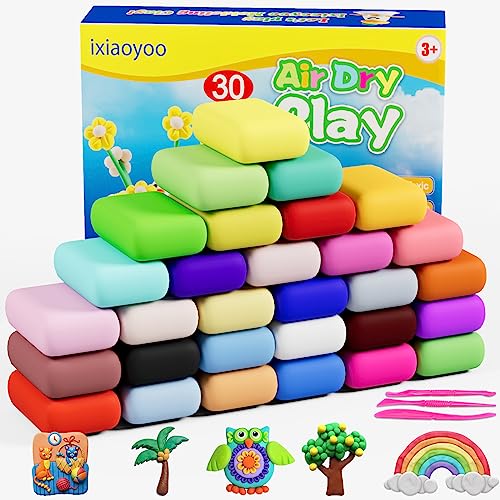 Modelliermasse Lufttrocknend - 30 Farben Knete Lufttrocknend für Kinder, Geschenk für Jungen und Mädchen im Alter von 3-12 Jahren (30) von Ixiaoyoo