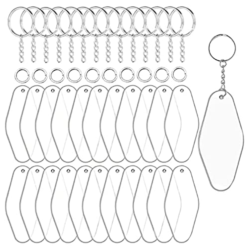 Ixkbiced 90 Stück Acryl transparente Schlüsselanhänger-Anhänger, geformte Schlüsselbundrohlinge für DIY-Handwerksprojekte, klare Rohlinge mit Loch, Acryl-Schlüsselanhänger-Rohlinge für Vinyl von Ixkbiced