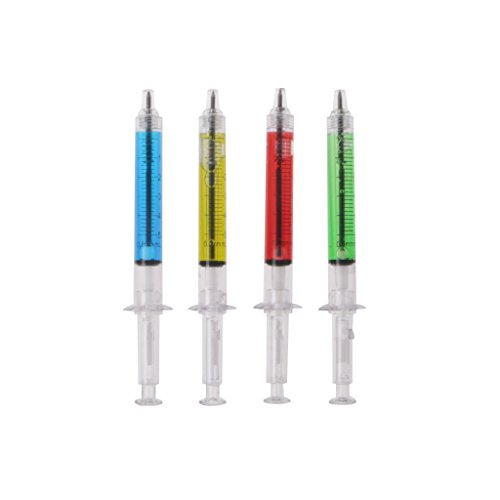 Ixkbiced Spritzen-Gel-Kugelschreiber, schwarze Tinte, medizinischer Stil, 4 Stück von Ixkbiced