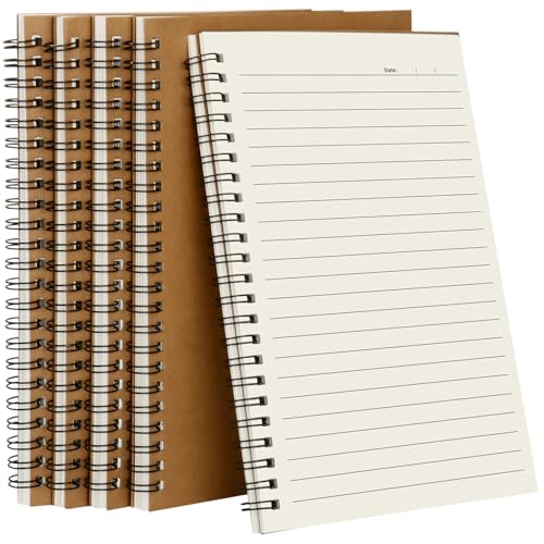 Ixydor 5 Stück Notizbuch A5 Kariert, Spiralblock Kariert, Flip Top Spirale Notizblöcke, 60 Blatt/120 Seiten, Schreibblock, Kraft Cover Notizblock fur Büro und Schule, Rückkehr zur Schule, 14,5 X 21CM von Ixydor