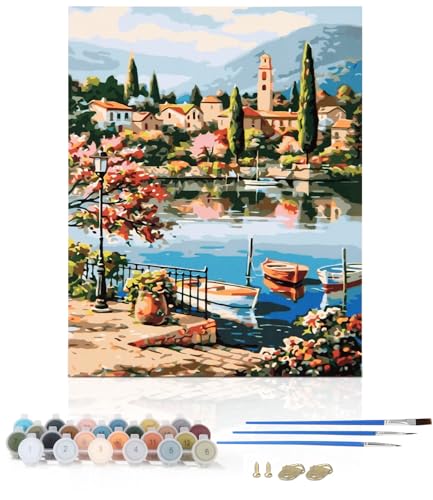 Malen Nach Zahlen, Malen Nach Zahlen Erwachsene, DIY Malen Nach Zahlen Set mit 3 Pinsel und Acrylfarben, Handgefertigte Kunstwerke für die Wohnkultur, Geburtstag Geschenk, 40 × 50 cm (Rahmenlos) von Ixydor