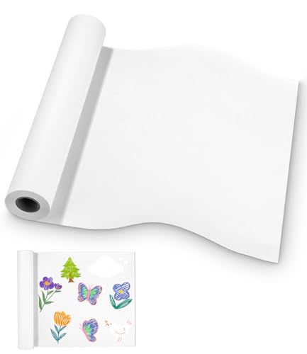 Zeichenpapier Rolle, Weiße Malpapier Kinder, 44 cm x 15 m Papierrolle, 70g/m² Zeichenrolle Kinder Künstler Skizze Malerei Papier, Papierrolle Malen für Zeichnen, Skizzieren, Basteln & Verpacken von Ixydor