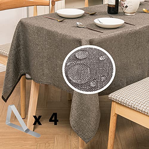 Iycnkok Rechteckige Tischdecke Leinenoptik Lotuseffekt Wasserdicht Tischtuch Abwaschbar Pflegeleicht, 140x180 cm Graubraun Iycnkok Rechteckige Tischdecke Leinenoptik Lotuseffekt Wasserdicht Tischtuch Abwaschbar Pflegeleicht, 140x180 cm Graubraun von Iycnkok