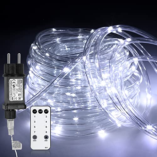 Izrielar 20 Meter LED Lichterschlauch Außen, Kaltweiß 200LEDs Wasserfest LED Schlauch für Auße, Dimmbar & Memory-Funktion, für Weihnachten, IP65 von Izrielar