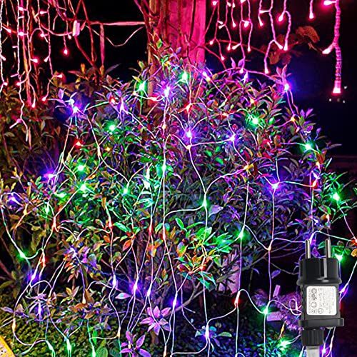 Izrielar LED Lichternetz, 4.5x1.6M 300LED Lichterkette mit 8 Modi und Speicherfunktion, Lichtervorhang Lichternetz Außen IP44 Wasserdichte Lichter Weihnachtsbeleuchtung Netz-Bunt von Izrielar