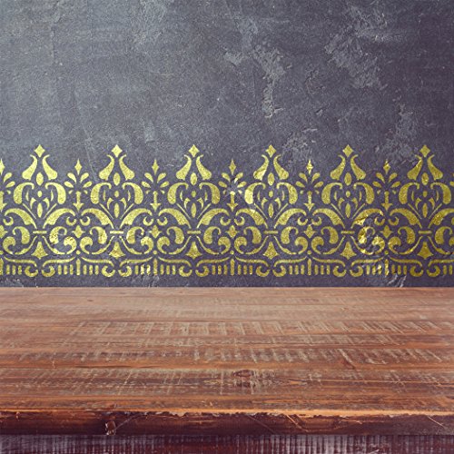 J BOUTIQUE STENCILS Wandbordüre Ornament Schablone Muster 095 Wiederverwendbare Vorlage für DIY Wanddekoration von J BOUTIQUE STENCILS
