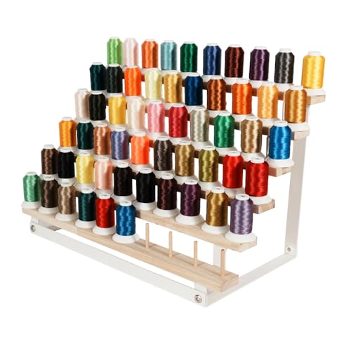 J JACKCUBE DESIGN 60 Spulen Fadenhalter Organizer, freistehend & wandmontiert, Stickerei, Quilten, Nähen, Flechten Aufbewahrung für Garnspulen, mit Stahlrahmen (weiß) – MK1312B von J JACKCUBE DESIGN