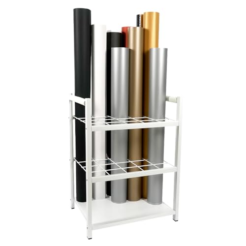 J JACKCUBE DESIGN Blueprint MK1301B Aufbewahrungsregal, Metallhalter, 20 Fächer, Rollordner, Organizer für architektonischen Bauplan, Geschenkpapier, Kunstbedarf (Weiß) von J JACKCUBE DESIGN