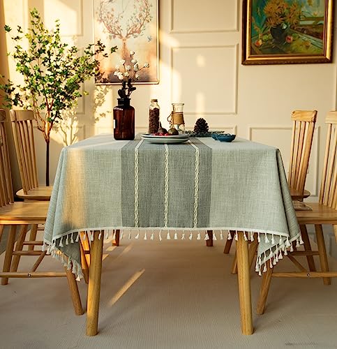 JaeMoose Tischdecke Abwaschbar Leinen Baumwolle Tischtuch Rechteckig Tisch Decke Waschbare Tafeldecke für Home Küche Speisetisch Tisch Decken Deko Party (Gray, 140x220 cm) von JaeMoose