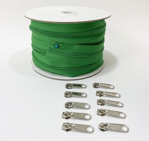 1 Rollen 25 m 3# Durchgehende Reißverschlüsse, Nylon, Bastelzubehör, Zelt, mit 10 freien Schiebern aus Metall zum Nähen (3113, 3#) von JYC CREATIVE