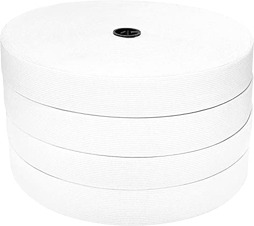 50 Meter Gummiband Erhältlich in Mehreren Breiten, Nähgummiband, Breites Gummiband, Elastisch, (Weiß, 2 x 20 mm) von JYC CREATIVE