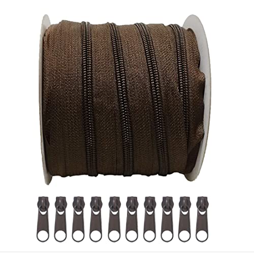 JYC CREATIVE 25m 5# durchgehender Nylon-Reißverschluss, Basteltaschen, Aktionszelt, mit 10 kostenlosen Schiebern, Metall-Reißverschlüsse zum Nähen (303 5#) von JYC CREATIVE