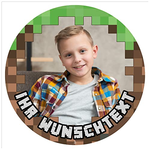 J&M DECO Personalisiert Tortenaufleger Gamer – essbares Tortenbild mit eigenem Foto & Wunschtext – Ø 20 cm Kuchendekoration aus Zuckerpapier – individuelle Tortendeko für Geburtstag, Gaming-Party von J&M DECO