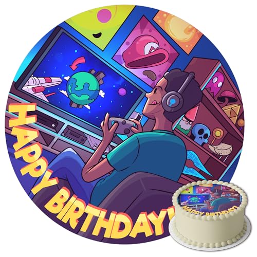 J&M DECO Tortenaufleger Gamer – essbare Kuchendeko Ø 20 cm – Tortenbild mit Gaming-Motiv für Jungengeburtstag – Zuckerpapier Tortendekoration – gebrauchsfertig J&M DECO Tortenaufleger Gamer – essbare Kuchendeko Ø 20 cm – Tortenbild mit Gaming-Motiv für Jungengeburtstag – Zuckerpapier Tortendekoration – gebrauchsfertig von J&M DECO