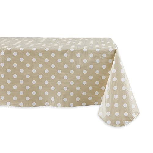 J & M Home Fashions Polka Dot Vinyl Tischdecke, 132,1 x 177,8 cm, Beige/Weiß, 60" x 84" von DII