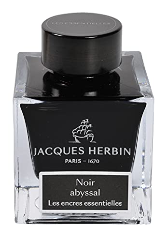 Jacques Herbin 13109JT - Tintenflakon 50 ml, für Füllfederhalter und Tintenroller geeignet, ideal für Kalligraphie und Kunstprojekte, Schwarz, 1 Stück von J. Herbin