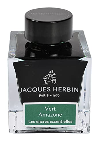 Jacques Herbin 13137JT - Tintenflakon 50 ml, für Füllfederhalter und Tintenroller geeignet, ideal für Kalligraphie und Kunstprojekte, Amazongrün, 1 Stück von J. Herbin