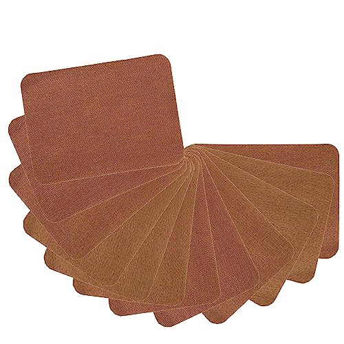 12 Stück hochwertige Stoff-Flicken zum Aufbügeln, starker Klebstoff, 100% Baumwolle, braun, Reparatur-Set, Größe 7,5 x 10,5 cm von J.CARP