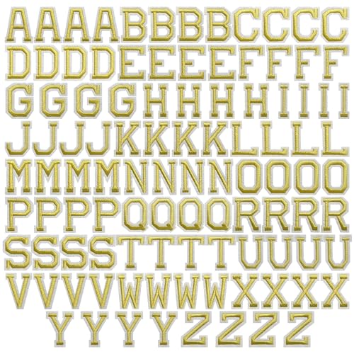 J.CARP 104Pcs Gold Alphabet A to Z Patches, Iron on Sew on Letters for Clothing, Hats, Shoes, Backpacks, Handbags, Jeans, Jackets etc. J.CARP 104Pcs Gold Alphabet A to Z Patches, Iron on Sew on Letters for Clothing, Hats, Shoes, Backpacks, Handbags, Jeans, Jackets etc. von J.CARP